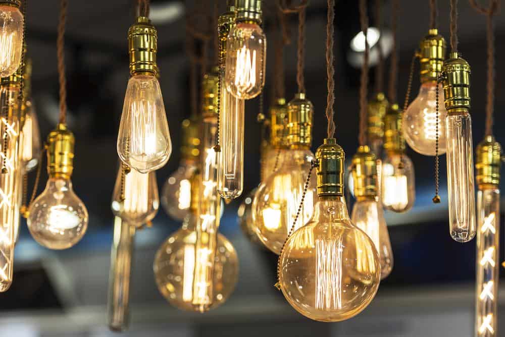close of vintage LED bulbs